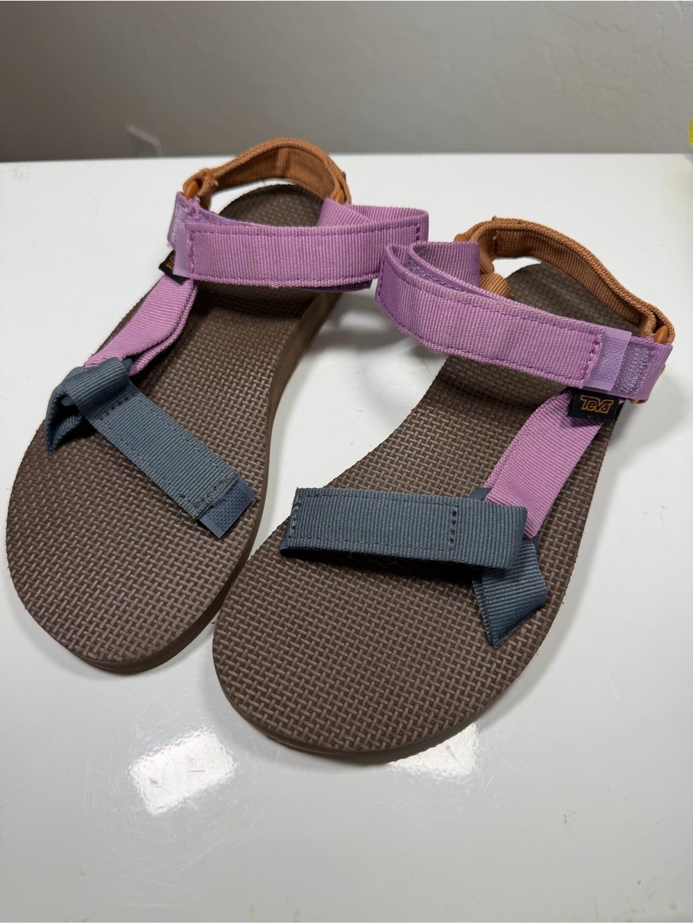 Teva Original Universal Sandals Colorblock Lavender Purple Slate Tan 6